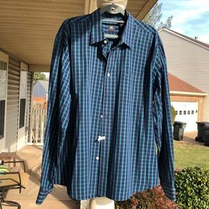 DOCKERS Men’s Blue Green PLAID Shirt XXL